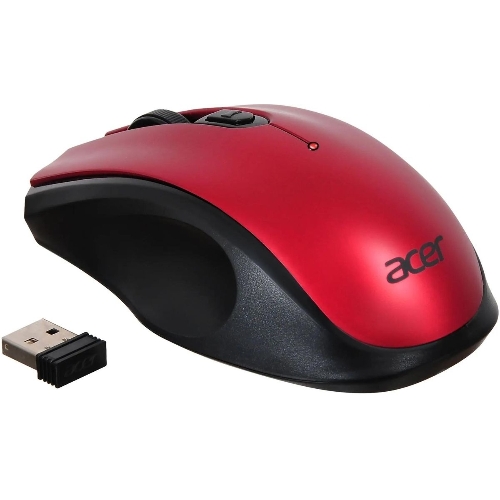 Мышь беспроводная Acer OMR032 черный/красный, 1600 dpi, радиоканал, USB, кнопки - 4