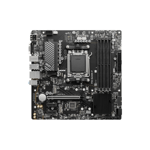 Материнская плата MSI PRO B650M-P, AM5, AMD B650, 4xDDR5, 4xSATA, 2xM.2, 1xPCI-E 4.0 x16, 2xPCI-E 4.0 x1, 1xHDMI, 1xDP, 1xVGA, 1x2.5Gb LAN, 2xUSB 3.2 Gen 1, 2xUSB 3.2 Gen 2, 3x3.5 мм, 7.1, Micro-ATX