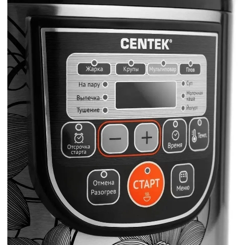 Мультиварка Centek CT-1498 Ceramic черный, сталь 700 Вт, 5.0л, КЕРАМИЧЕСКОЕ ПОКРЫТИЕ ЧАШИ, 10 пр-м.