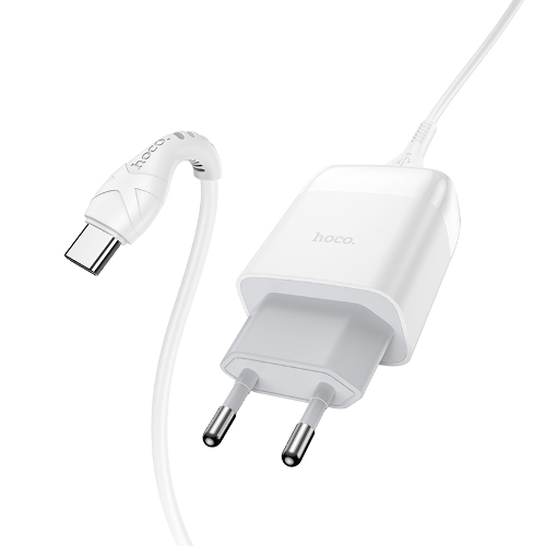 Зарядное устройство Hoco 18Вт, 3А, QC3.0, 1xUSB + кабель USB/Type-C, C72Q, белый, блистер