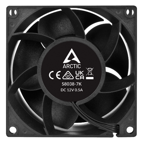 Вентилятор для корпуса Arctic S8038-7K черный, 80 мм, 7000 об/мин, 22.5 дБ, 4 pin