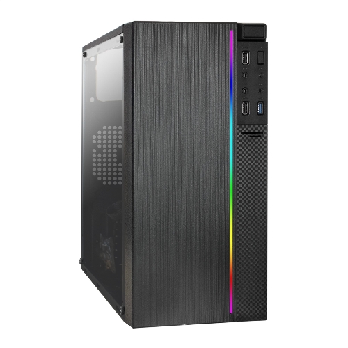 Компьютерный корпус Minitower ExeGate mEVO-9301 Black-RGb light, ATX, (500NPX), 2*USB+1*USB 3.0, HD Audio