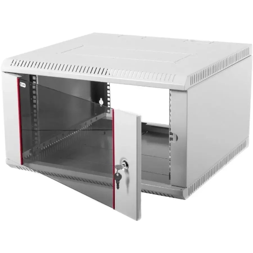 Шкаф настенный ЦМО ШРН-Э-6.350 6U 600x350 мм пер. дв. стекл несъемные бок. пан. серый