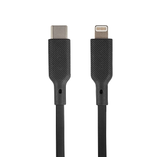 Кабель QUMO, MFI С94, Type-C на MFI Apple 8 pin, силиконовый, 1м, 2,22A, 9V, 20W, PD черный