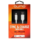 Кабель QUMO, MFI С48, USB-A на Apple 8 pin, силиконовый, 1м, 2,4A, 5V, 12W (белый)