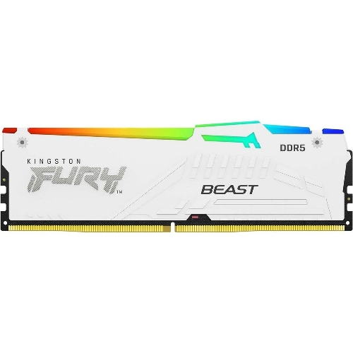 Оперативная память Kingston Fury Beast, DDR5, 32Gb (2x16Gb), 6000MHz, CL36, DIMM, с радиаторами, RGB, белый