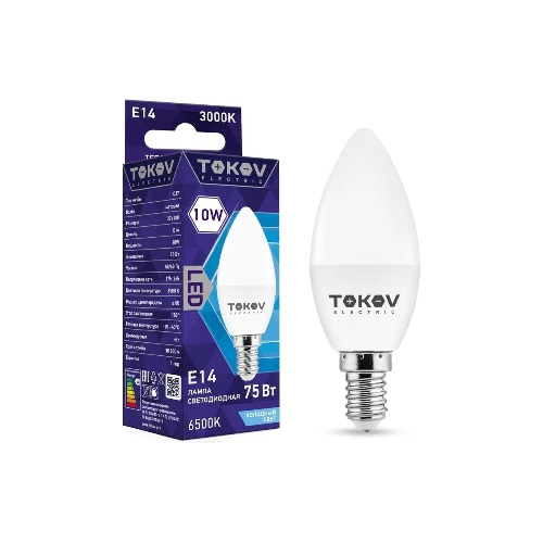 Лампа светодиодная TOKOV ELECTRIC 10Вт С37 6500К Е14 176-264В