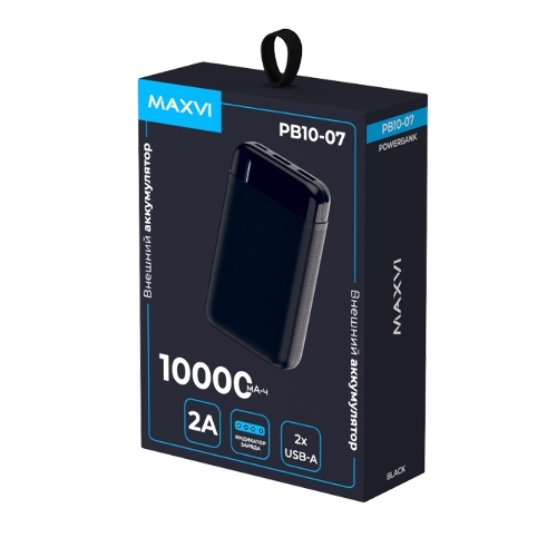 Внешний аккумулятор Maxvi PB10-07 10000 мАч, 2A, 2хUSB/Type-C/MicroUSB