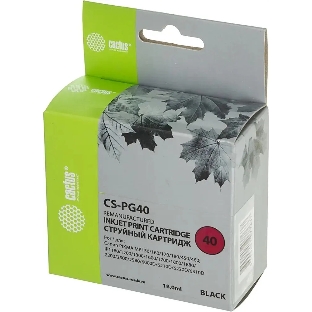 Картридж струйный Cactus CS-PG40 черный (18 мл) для Canon Pixma MP150/MP160/MP170/MP180/MP210/MP220/MP450/MP460/MP470/iP1200/iP1300/iP1600/iP1700/iP1800/iP190