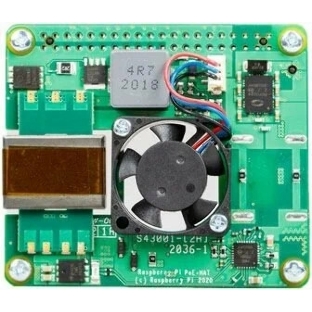 Плата Power Over Ethernet (POE) Raspberry Pi PoE HAT for Raspberry Pi 3B+ и 4B, SC0468, для питания Raspberry Pi через Ethernet кабель. Вентилятор в комплекте. (RPI3-MODBP-POE)(RASP3328)(221-1857) (492820)