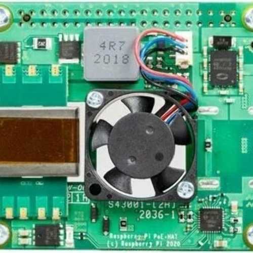 Плата Power Over Ethernet (POE) Raspberry Pi PoE HAT for Raspberry Pi 3B+ и 4B, SC0468, для питания Raspberry Pi через Ethernet кабель. Вентилятор в комплекте. (RPI3-MODBP-POE)(RASP3328)(221-1857) (492820)