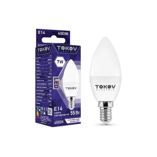 Лампа светодиодная TOKOV ELECTRIC 7 Вт С37 4000К Е14 176-264В