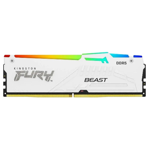 Оперативная память Kingston Fury Beast RGb, DDR5, 32Gb (1x32 Gb), 6000 MHz, CL30, радиатор, RGb, белый
