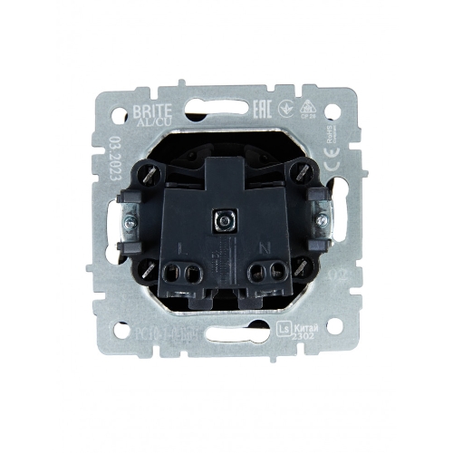 Розетка 1-местная IEK BRITE РС10-1-0-БрЧ (BR-R10-10-K02) без заземления, без защитных шторок, 10А, черный
