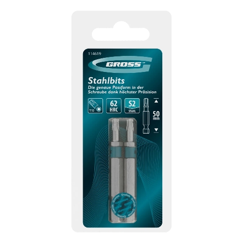 Бита Gross Torx 15х50 мм, сталь S2, шестигр., 2 шт.