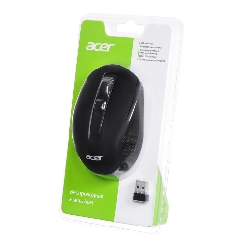 Мышь беспроводная Acer OMR070 черный, 1600 dpi, радиоканал, Bluetooth, USB, кнопки - 6