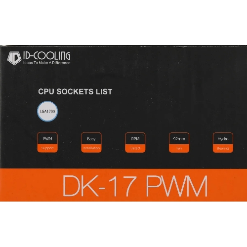 Кулер ID-COOLING DK-17 PWM серебристый/черный 92мм алюминий 2200rpm 26db 4-pin 65W 42мм