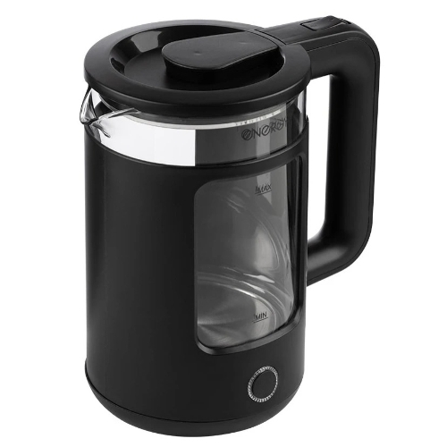 Чайник электрический Energy E-256, 1500 Вт, 1,5л, стекло, черный
