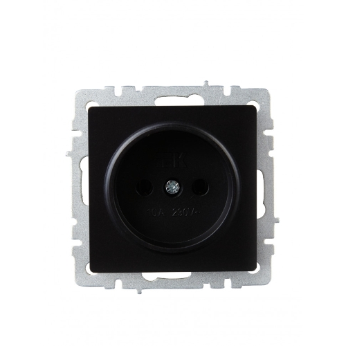 Розетка 1-местная IEK BRITE РС10-1-0-БрЧ (BR-R10-10-K02) без заземления, без защитных шторок, 10А, черный