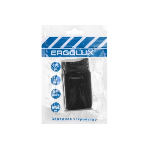 Сетевое зарядное устройство Ergolux ELX-РA01P-C02 ПРОМО 1USB 100-220В 5в/2А пакет черный