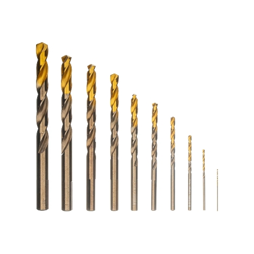 Набор сверл по металлу Denzel 1-10 мм, Р6М5К8-TiN, Golden Tip, 10 шт