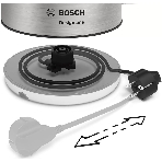 Чайник электрический Bosch TWK4P440 1.7 л, 2400 Вт, нержавеющая сталь/черный (корпус: нержавеющая сталь)