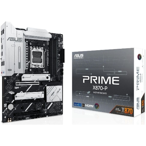 Материнская плата ASUS PRIME X870-P, AM5, AMD X870, 4xDDR5, 2xSATA, 4xM.2, 1xPCIe 5.0 x16, 2xPCIe 4.0 x1, 1xHDMI, 2xUSB-C, 1x 2.5Gb LAN, 4xUSB-A 3.2 Gen 1, 1xUSB-A 3.2 Gen 2, 4xUSB-A 2.0, 3x3.5 мм, 7.1, ATX