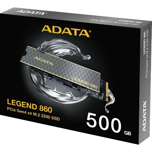 Накопитель SSD ADATA LEGEND 860, 500Gb, PCIe 4.0 x4, M.2 2280, NVMe, R/W 5000/3000, с радиатором