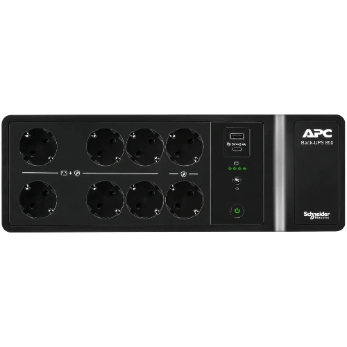 Источник бесперебойного питания APC Back-UPS ES 850VA/520W, 230V, 8 Schuko (2 Surge & 6 batt.), USB, USB charge(type A,C), Data/DSL protect.,(BE700G-RS, BE850G2-GR analogue), 1 year warranty