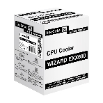 Кулер ExeGate Wizard EXX600-PWM.FRGb (Al+Cu, 6 тепл.трубки, LGA775/1150/1151/1155/1156/1200/1700/1851/AM2/AM2+/AM3/AM3+/AM4/AM5/FM1/FM2/754/939/940, TDP 180W, Fan 120мм PWM, 800-2400RPM, Hydro bearing, 4pin, 11-24db, 540г, FRGb подсветка, с термопастой, на защелках, Color Box)