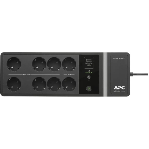 Источник бесперебойного питания APC Back-UPS ES 850VA/520W, 230V, 8 Schuko (2 Surge & 6 batt.), USB, USB charge(type A,C), Data/DSL protect.,(BE700G-RS, BE850G2-GR analogue), 1 year warranty