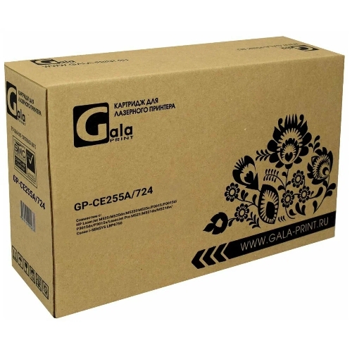 Картридж лазерный GalaPrint GP-CE255A/724 черный (6000 стр.) для HP LJ P3010/3015d/3015dn/3015n/3015x/3016/MFP M525/Canon LBP6750dn/6780x