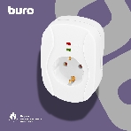Сетевой фильтр Buro 100SH-Plus-W (1 розетка) белый, коробка
