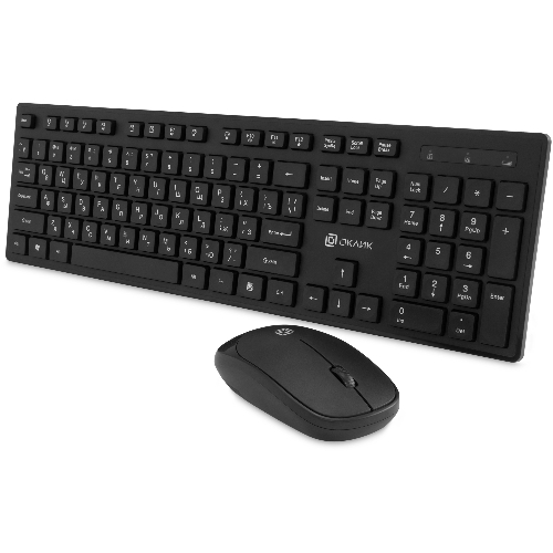 Комплект клавиатура+мышь Oklick S255W беспроводной, USB, 1200 DPI, чёрный