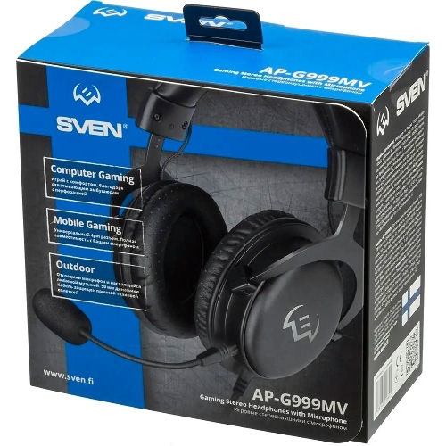 Гарнитура проводная игровая SVEN AP-G999MV с микрофоном серый (50 мм, мини-джек (стерео) O 3,5 мм (4 pin))