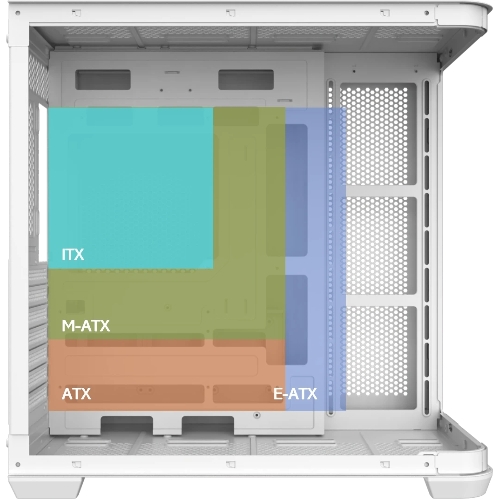 Корпус без блока питания Raijintek ATREUS BT7, Midi-Tower, TG, 7x120мм ARGB, 2xUSB-A 3.0 + 1xUSB Type-C , E-ATX, ATX, mATX, mITX White