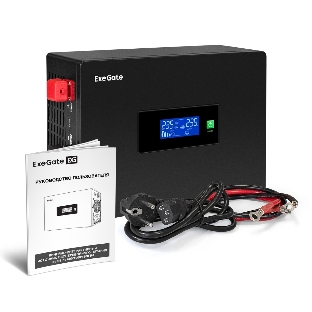 Комплект Источник бесперебойного питания EX295994RUS + батарея 40Aч EX282976RUS 2шт (инвертор, синус, для котла, PF=1, настенный) ExeGate IdealSine SR-1500.LCD.2SH  <1500VA/1500W, чистая синусоида, цветной LCD-дисплей, 2*Schuko, крепление настенное, черный> + батарея ExeGate DT 1240 (12В, 40А·ч) 2шт
