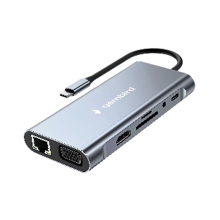 Док-станция Gembird UHB-D4, USB Type-C PD87W, USB, Jack 3.5, SD/TF, HDMI, RJ45, VGA, USB