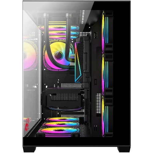 Компьютерный корпус Bloody CC-122 черный без БП ATX 10x120мм 1xUSB2.0 1xUSB3.0 audio