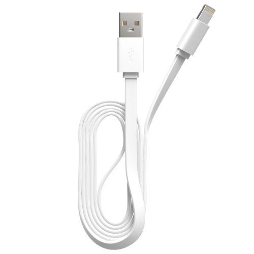 Кабель Maxvi MC-03F white USB-A - Lightning, 2A Плоский кабель, ток макс. нагрузки 2А, макс. напряжение 5V; стандарт USB 2.0; длина 1м, материал PVC, белый