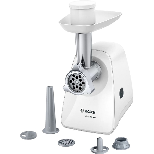 Мясорубка электрическая Bosch MFW2520W белый, 1500 Вт, 1.7 кг/мин, насадки - 4