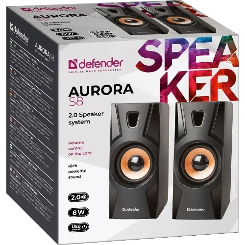 Акустическая система 2.0 Defender Aurora S8 черный, 8 Вт, питание от USB