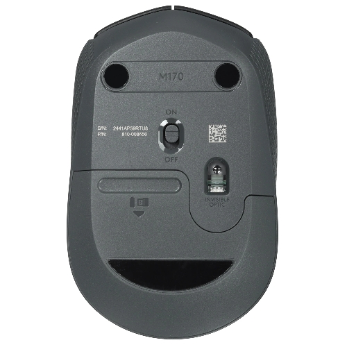 Мышь беспроводная Logitech M170 черный/темно-серый, 1000 dpi, радиоканал, USB, кнопки - 3