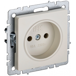 Розетка 1-местная IEK BRITE РС10-1-0-БрКр (BR-R10-10-K10) 10А, без заземления, без защитных шторок, бежевый