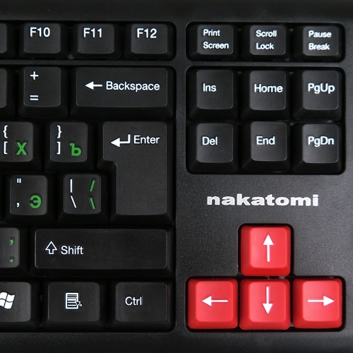 Клавиатура проводная NAKATOMI KN-02U USB черный-красный