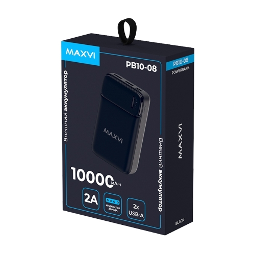 Портативный аккумулятор Maxvi PB10-08 10000 мАч, 2A, 2хUSB/Type-C/MicroUSB