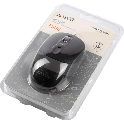 Мышь проводная A4Tech Fstyler FM10 черный/серый, 1600 dpi, USB, кнопки - 4