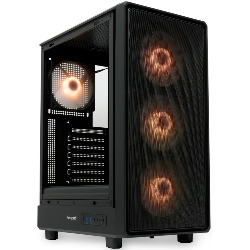 Компьютерный корпус HSPD M510, Mesh Mid Tower, черный, TG, 0.5 SPCC, 4x120мм ARGB ATX, mATX, mITX 180/280/160мм 1x2.5