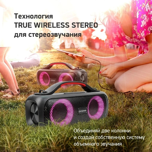 Колонка портативная Digma D-PS1531 черный/черный 40W 2.0 BT 10м 3000mAh