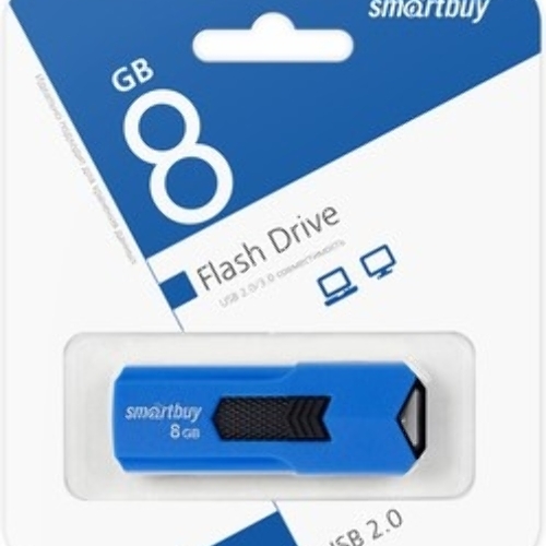 Флешка USB Smartbuy STREAM Blue (SB8GbST-B), 8Gb, USB 2.0, R/W 25/15, синий/черный